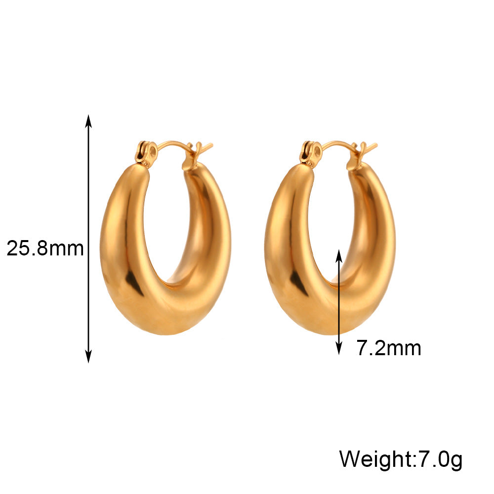 Minimalist Luxe Geometric Stainless Steel Plated 18K Hollow Hoop Earrings for Women