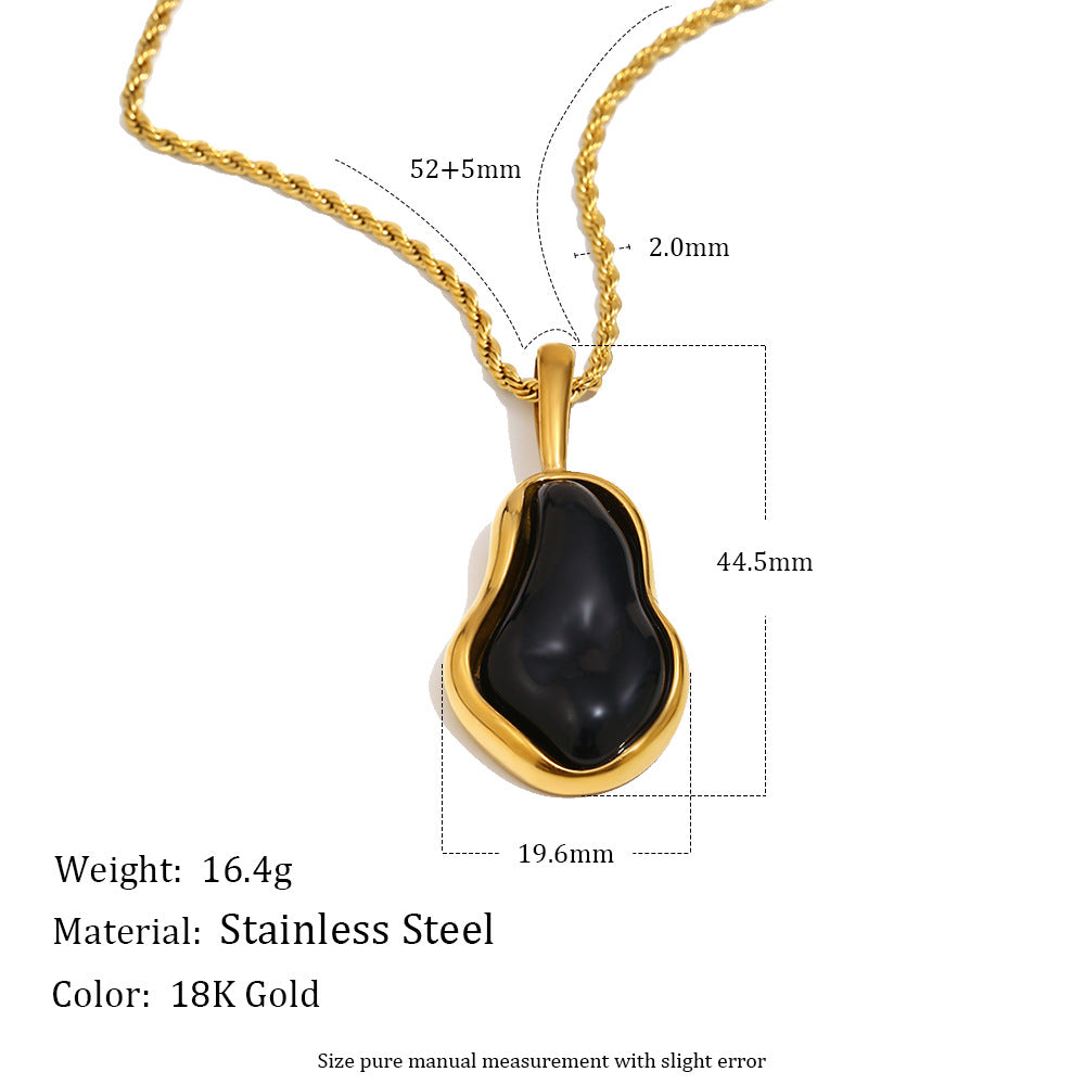 Collana con Pendente Lusso Minimalista Geometrico in Acciaio Inossidabile con Placcatura Oro 18K e Design Ispirato a Perle Barocche da Donna