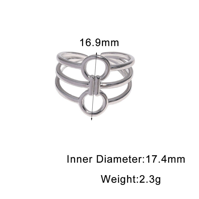 Minimalist Geometric Round Stainless Steel Plated Adjustable Ring for Women