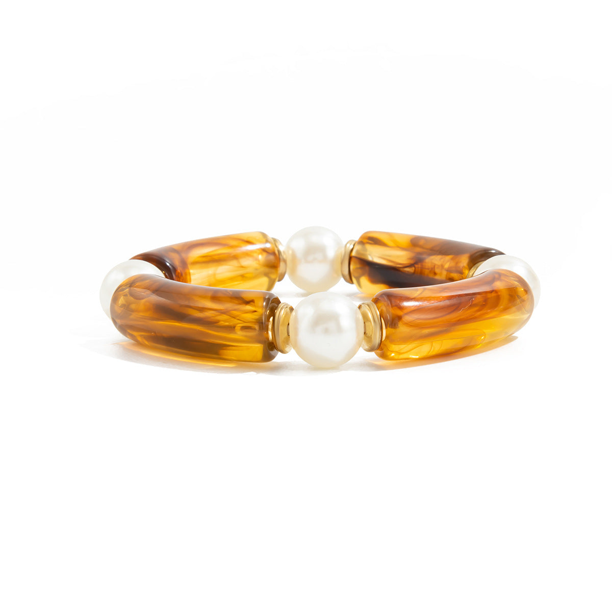Vintage Geometric Round Resin Plated Wide Spring Cuff Bracelet