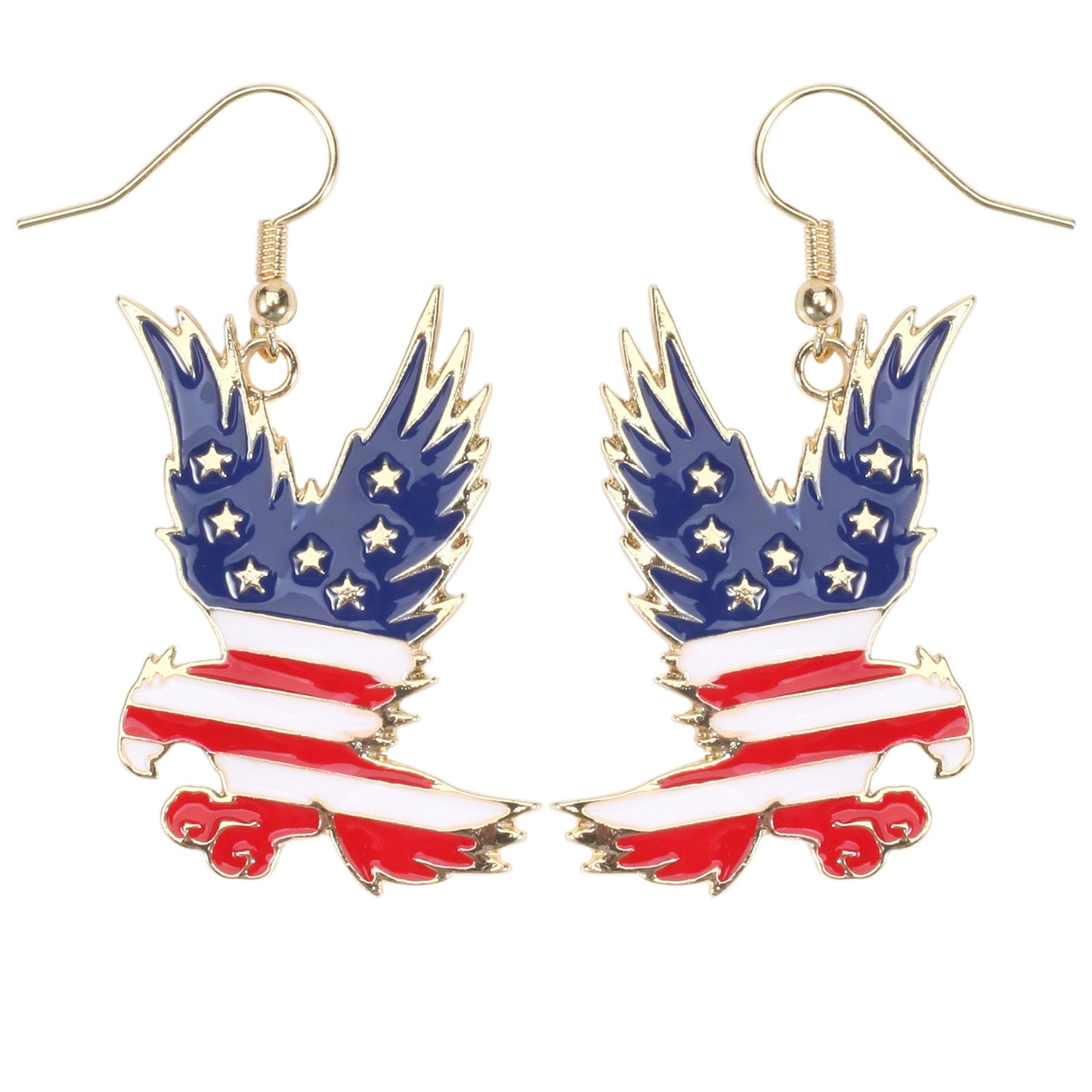 Patriotic Rhinestone Inlay Brass Earrings for Women
