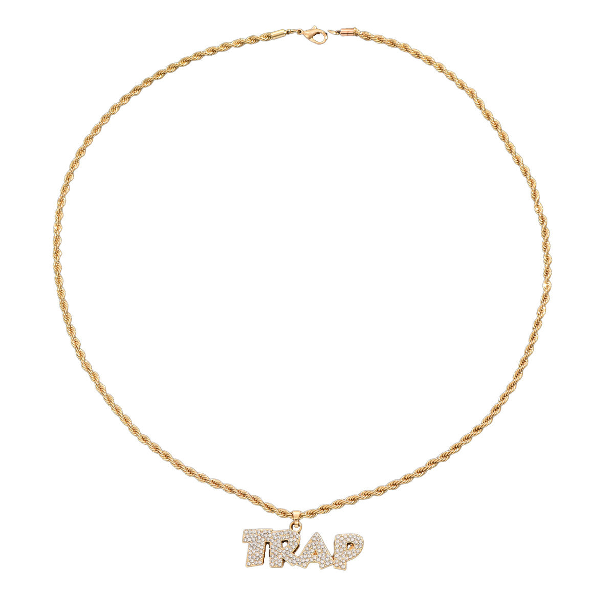 Collar con colgante de letras geométricas estilo Hip Hop para mujer con incrustaciones de diamantes de imitación en cadena de aleación