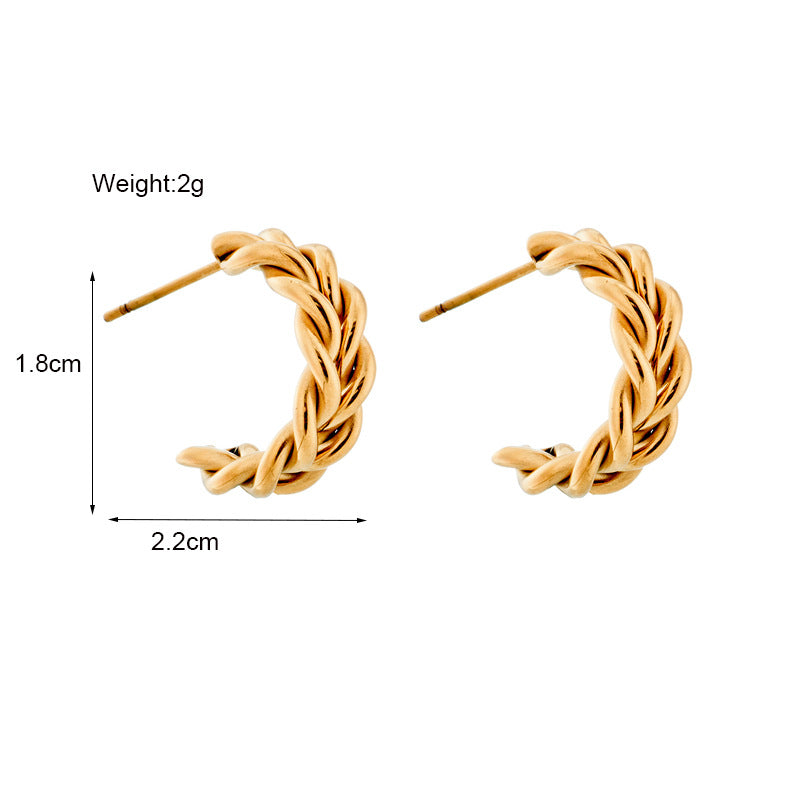 Pendientes de Acero Inoxidable Trenzado Geométricos Minimalistas para Mujer con Acabado Chapado