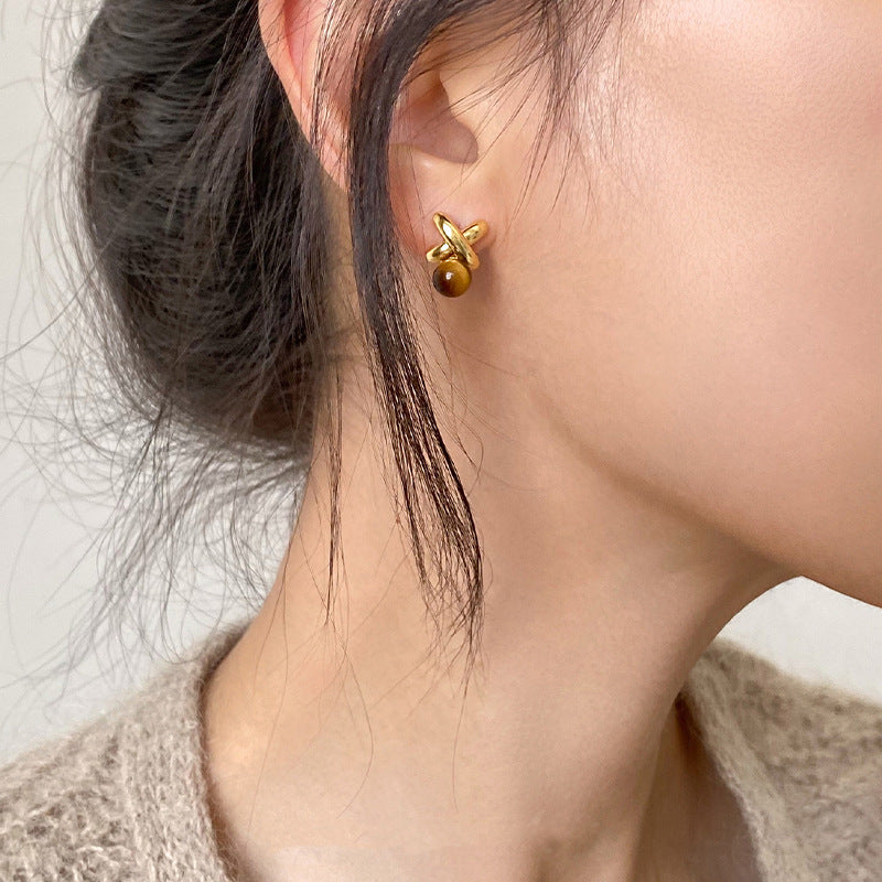 Aretes de resina minimalistas retro con letra X y postes de plata de ley 925 para mujer