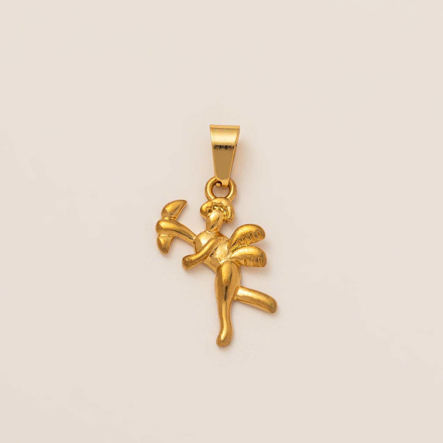 Minimalist 18K Gold Plated Geometric Round Titanium Steel Bowknot Pendant Necklace