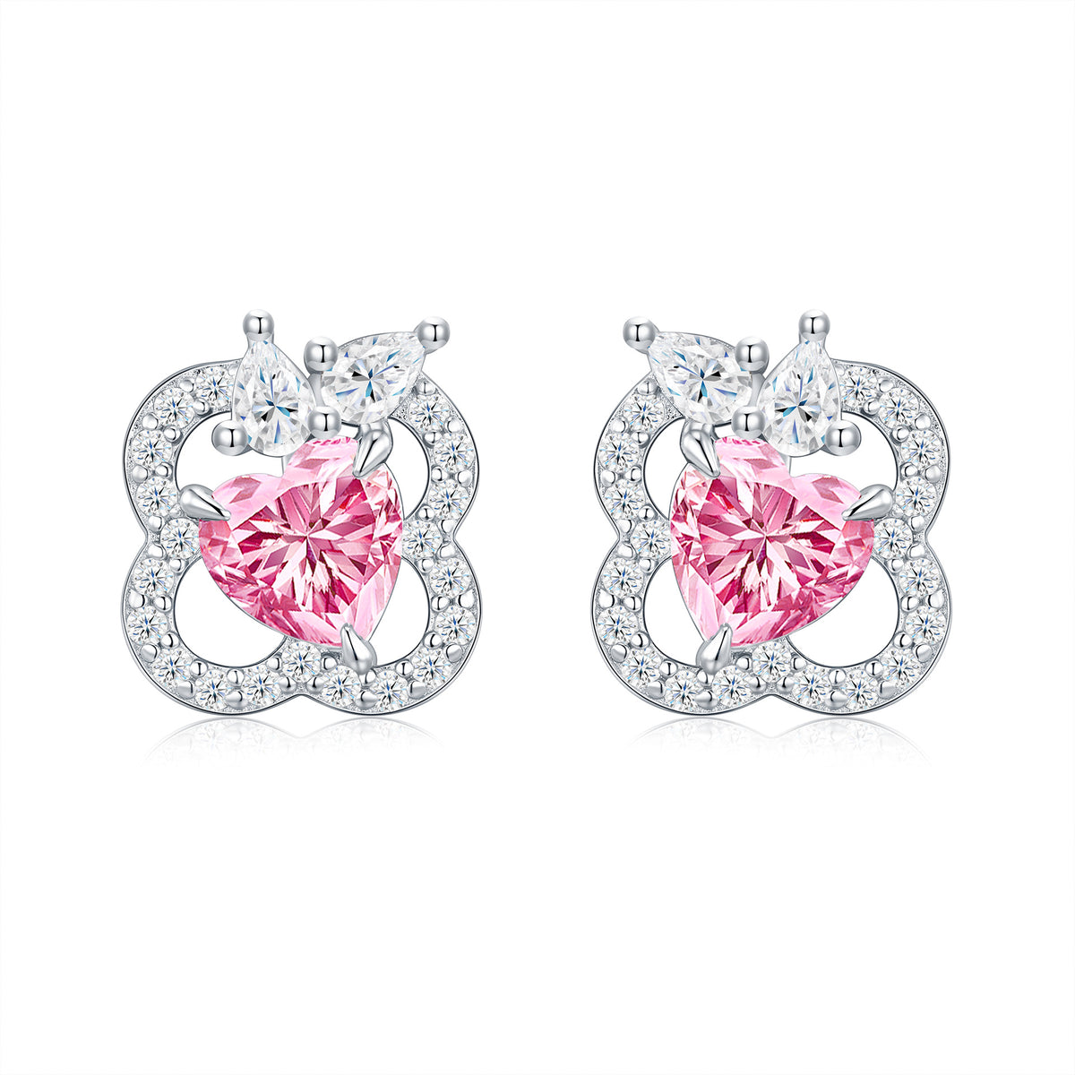 Minimalist Sweet Geometric Full Paved Moissanite 925 Sterling Silver Earrings for Women