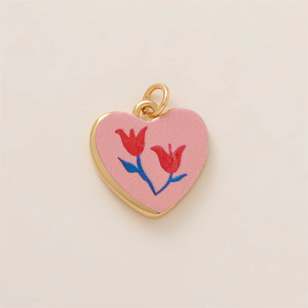Sweet Stainless Steel Plated Heart Geometric Flower Pendant Necklace for Unisex