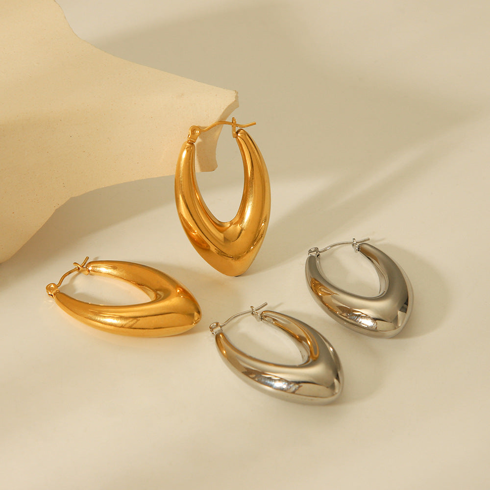 Geometric Hollow Stainless Steel Earrings for Women with Gold Plating Modern Minimalist Fashion Jewelry