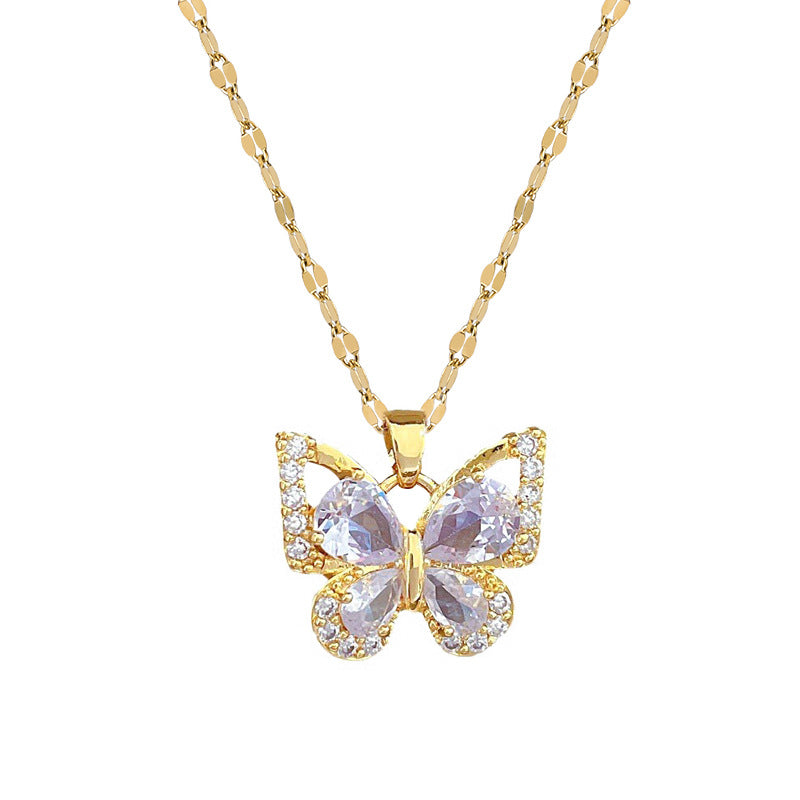 Set di collana e orecchini geometrici a farfalla in titanio di lusso