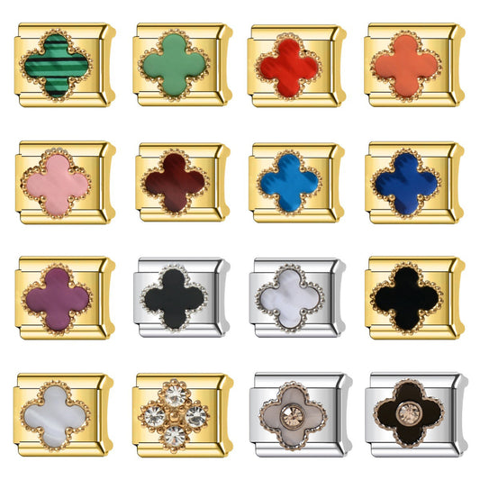 Sweet Drip Oil Plated Stainless Steel Floral Charm Bar Bracelet