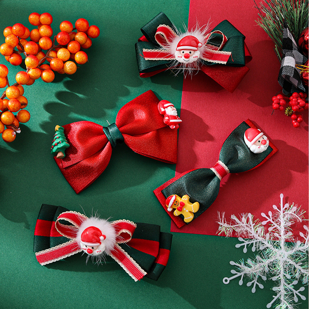 Set di fermagli per capelli con fiocco a fumetto per ragazze, accessori fai da te per bar di Natale