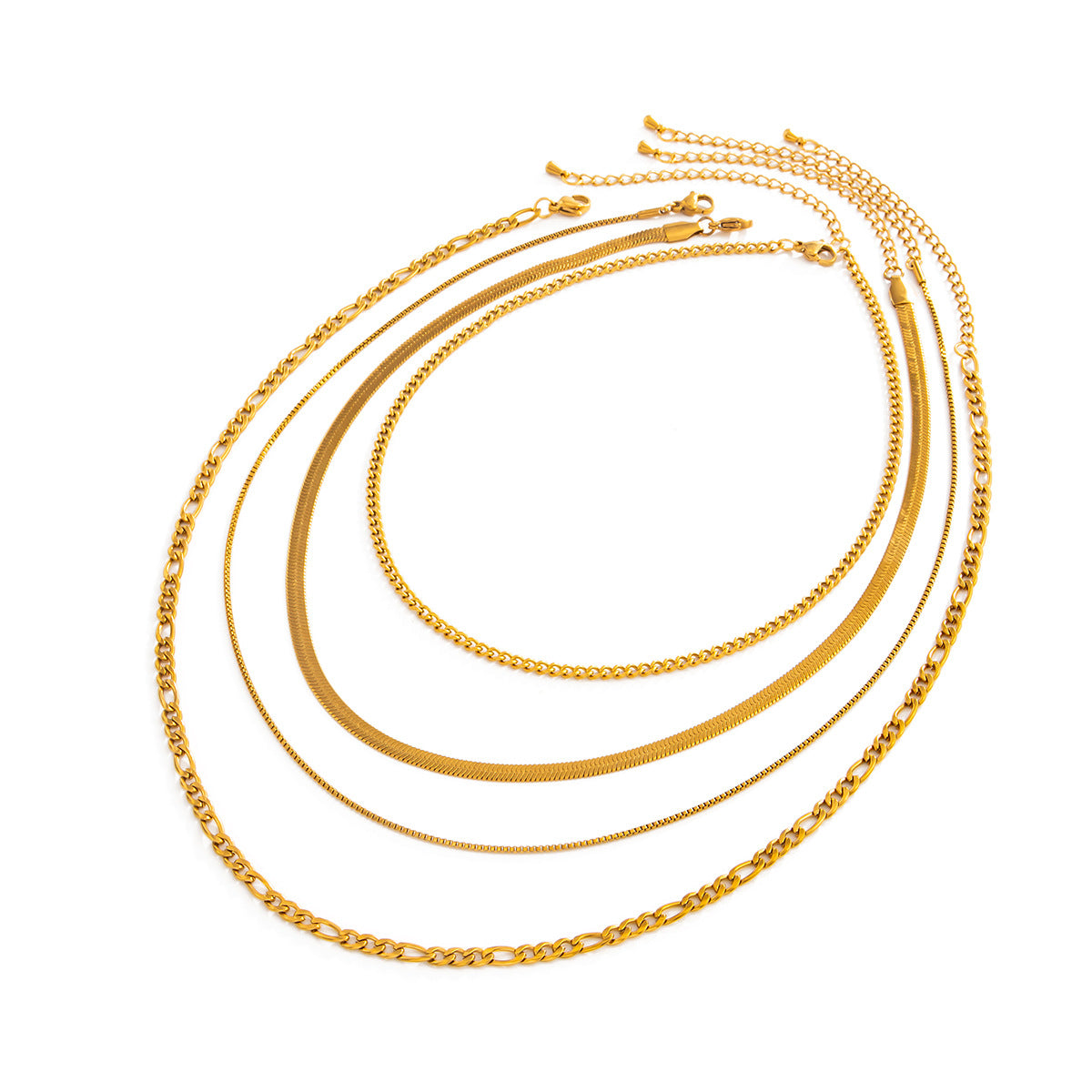 Vintage Hip-hop Geometric Stainless Steel Plated Snake Chain Necklace for Women