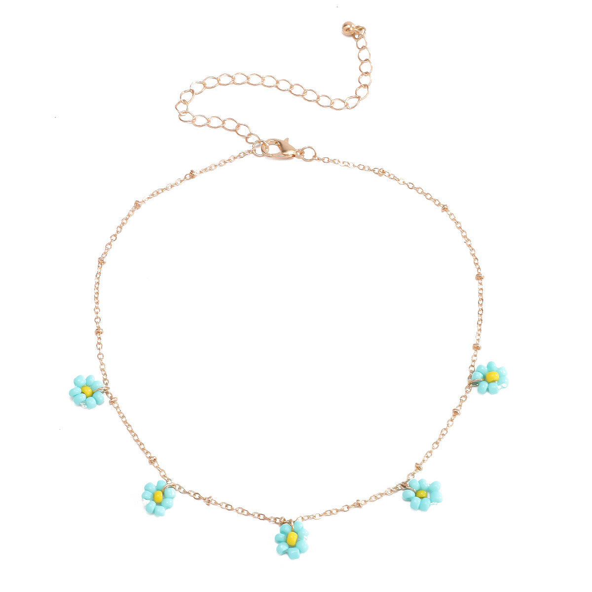 Collana da donna minimalista rustica con perline, floreale, geometrica, fatta a mano
