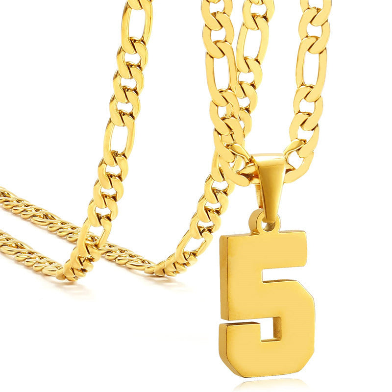 Minimalist Numeric Pendant Necklace for Men and Women Stainless Steel Chain with Polished Titanium Steel Charm