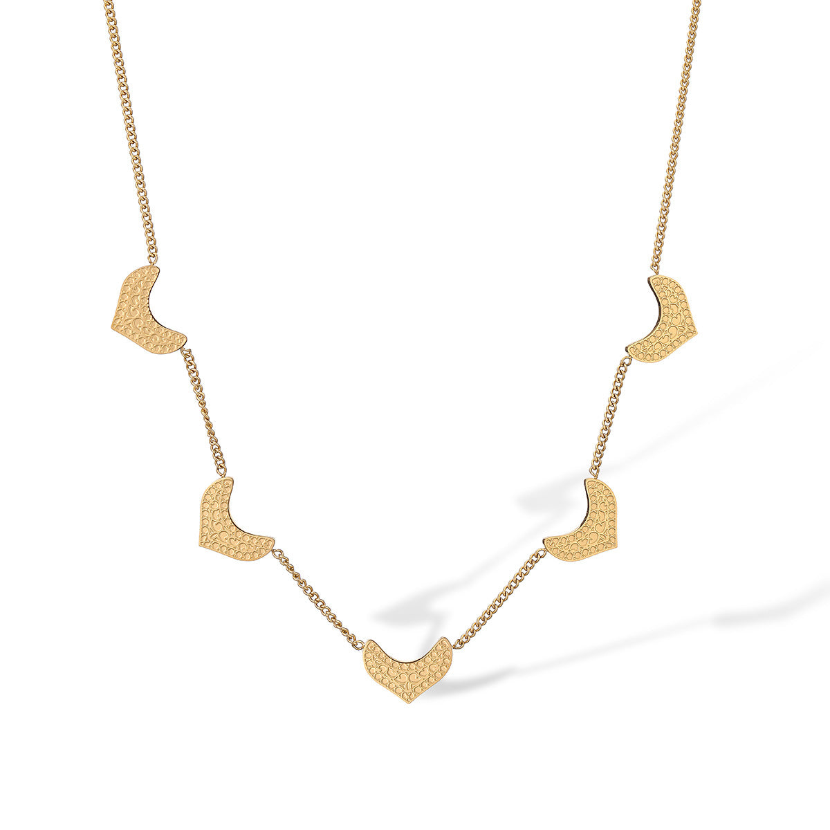Collana Minimalista Geometrica da Donna in Acciaio al Titanio con Placcatura in Oro e Design Floreale Irregolare, Catena per Clavicole