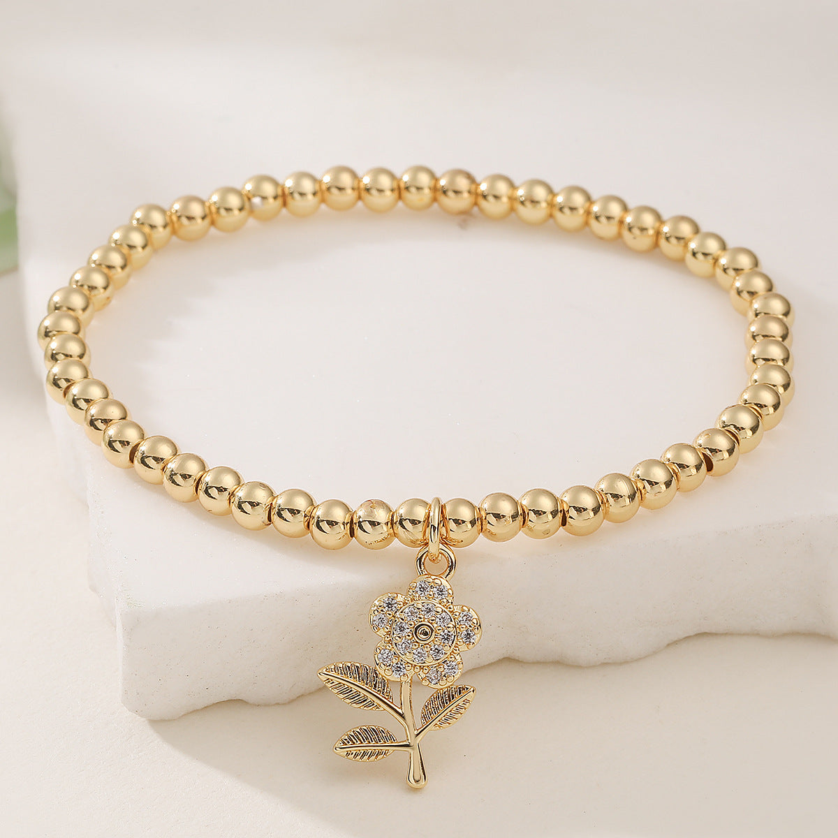 Geometric Sunflower Plated Brass Bracelet for Women