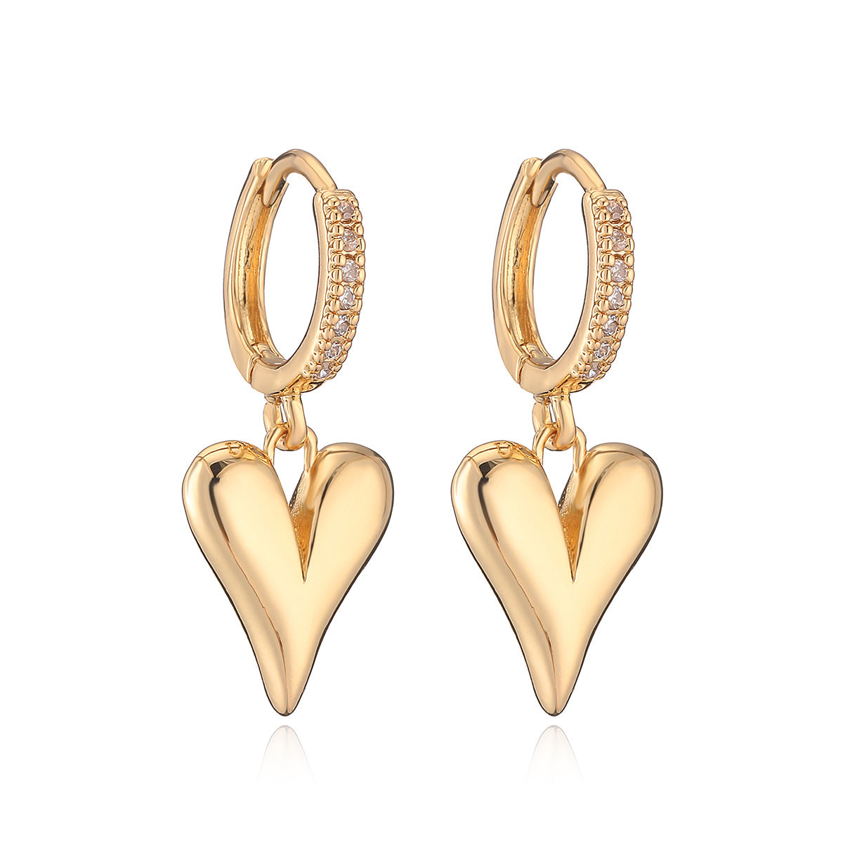 Orecchini Minimalisti Geometrici in Rame con Placcatura in Vero Oro da Donna, Semplici Orecchini Pendenti a Cuore, Gioielli in Metallo alla Moda e Versatili