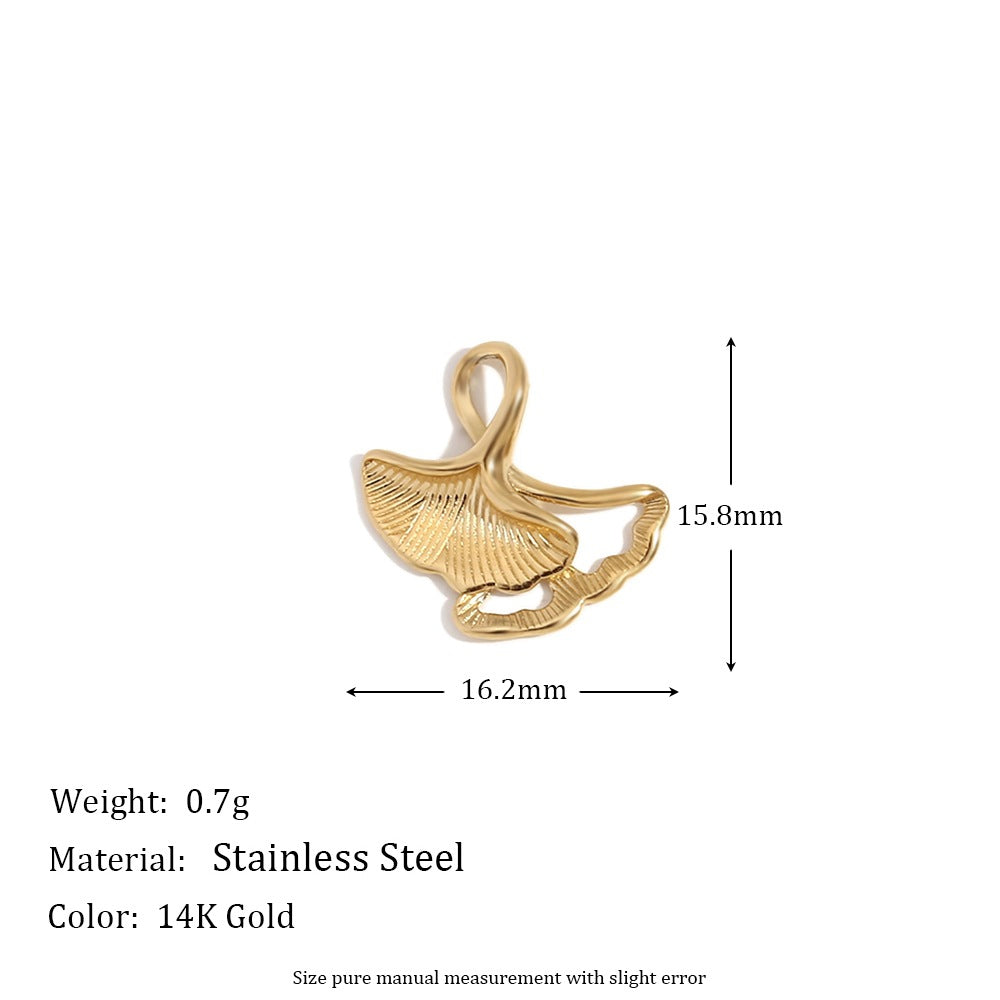 Minimalist Geometric Pendant with 14K Gold Plated Stainless Steel Round Heart Shape and Greek Key Pattern for DIY Jewelry Making