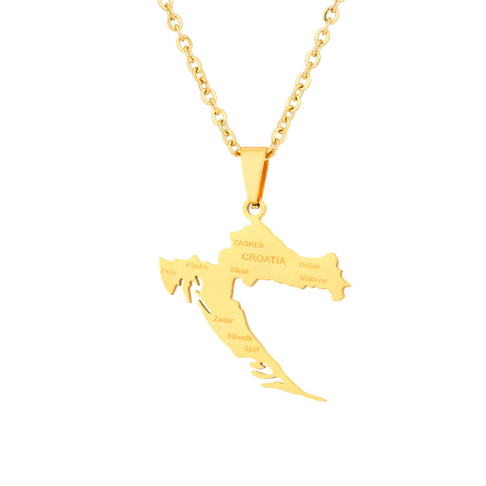 Collana con Pendente Geometrico Minimalista in Acciaio Inossidabile con Ciondolo in Acciaio al Titanio e Finitura Placcata, Unisex
