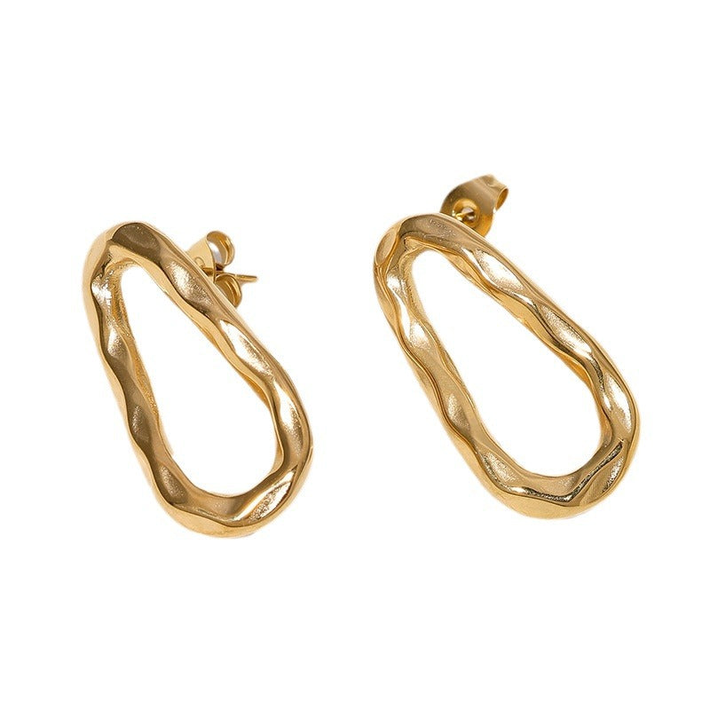 Minimalist Geometric Stainless Steel Stud Earrings with Plating Finish for Women