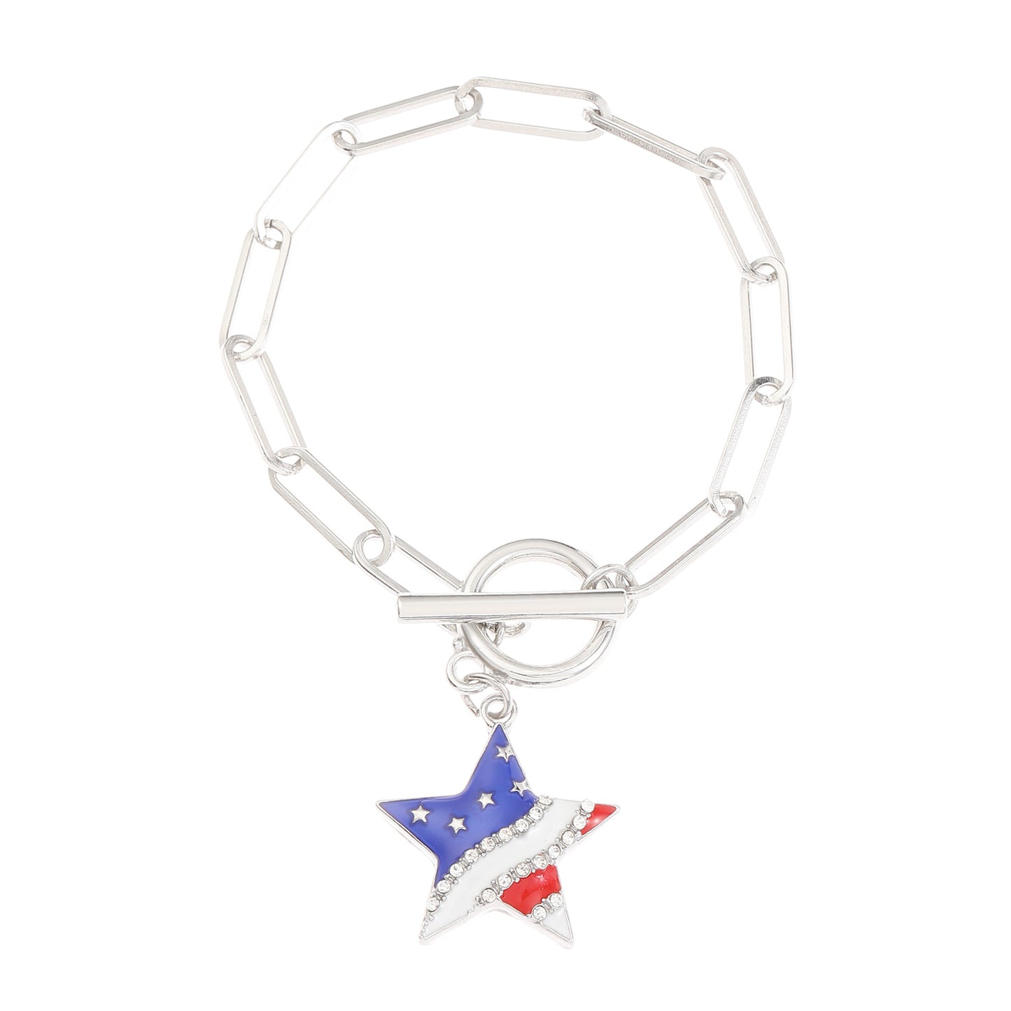 Bracciale Unisex in Lega Placcata a Cuore con Stella Bandiera Americana Gioielli Casual