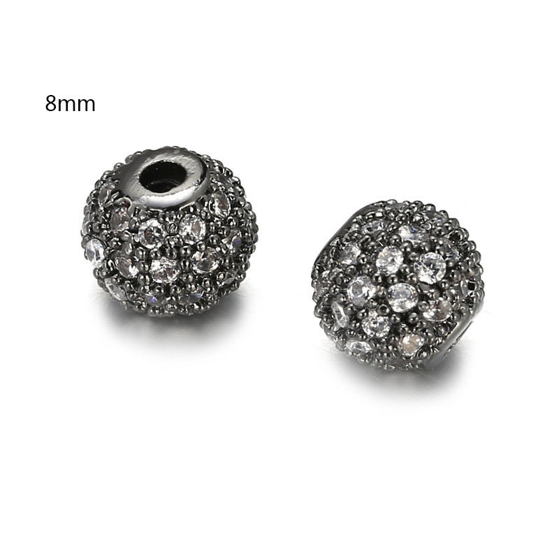 8mm Round Brass Cubic Zirconia Bead Pendant