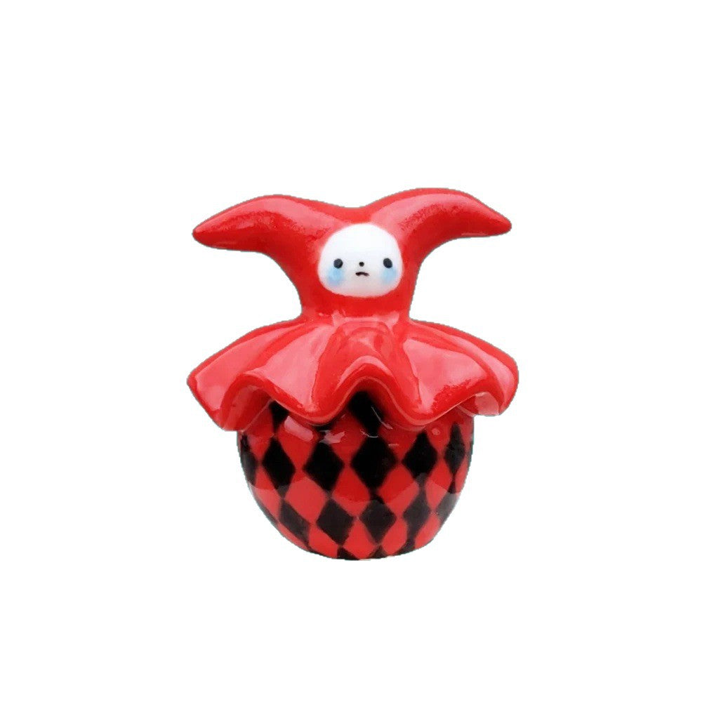 Vintage Brass Drip Oil Plated Cubic Zirconia Clown Teapot Charm Bar