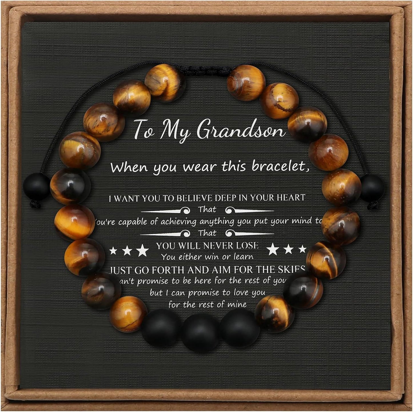 Men's Geometric Tiger's Eye Beaded Bracelet Adjustable Double Layer Handmade Gift