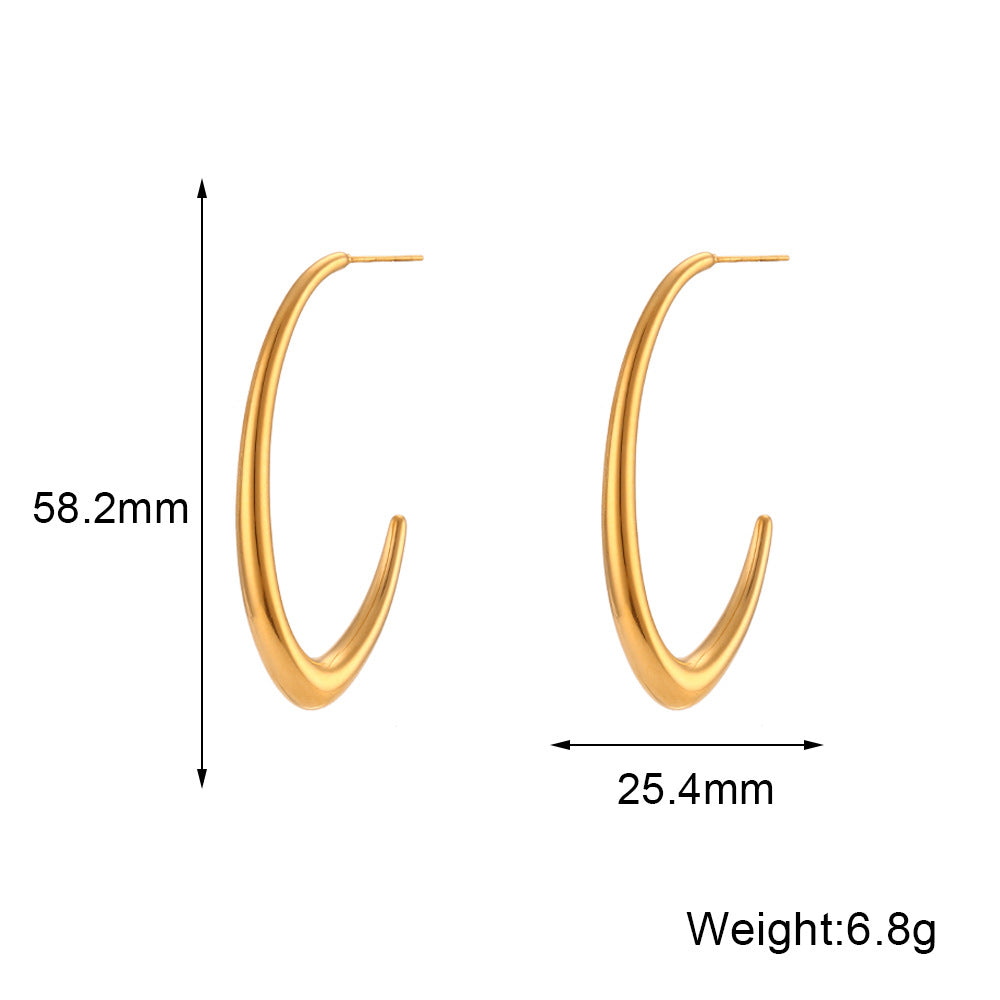 Minimalist Geometric Stainless Steel Hoop Earrings with Plated Finish for Women