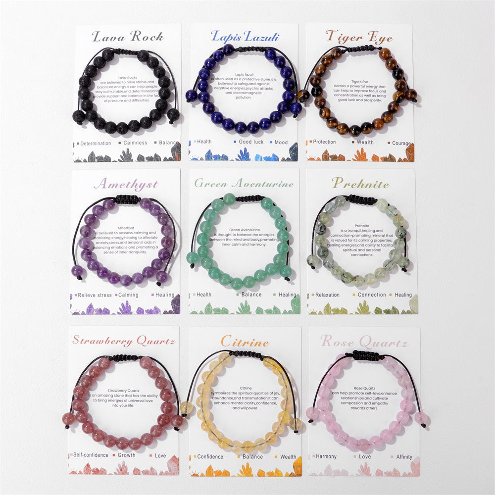 Vintage Minimalist Geometric Hand-woven Natural Stone Bracelet Unisex Adjustable