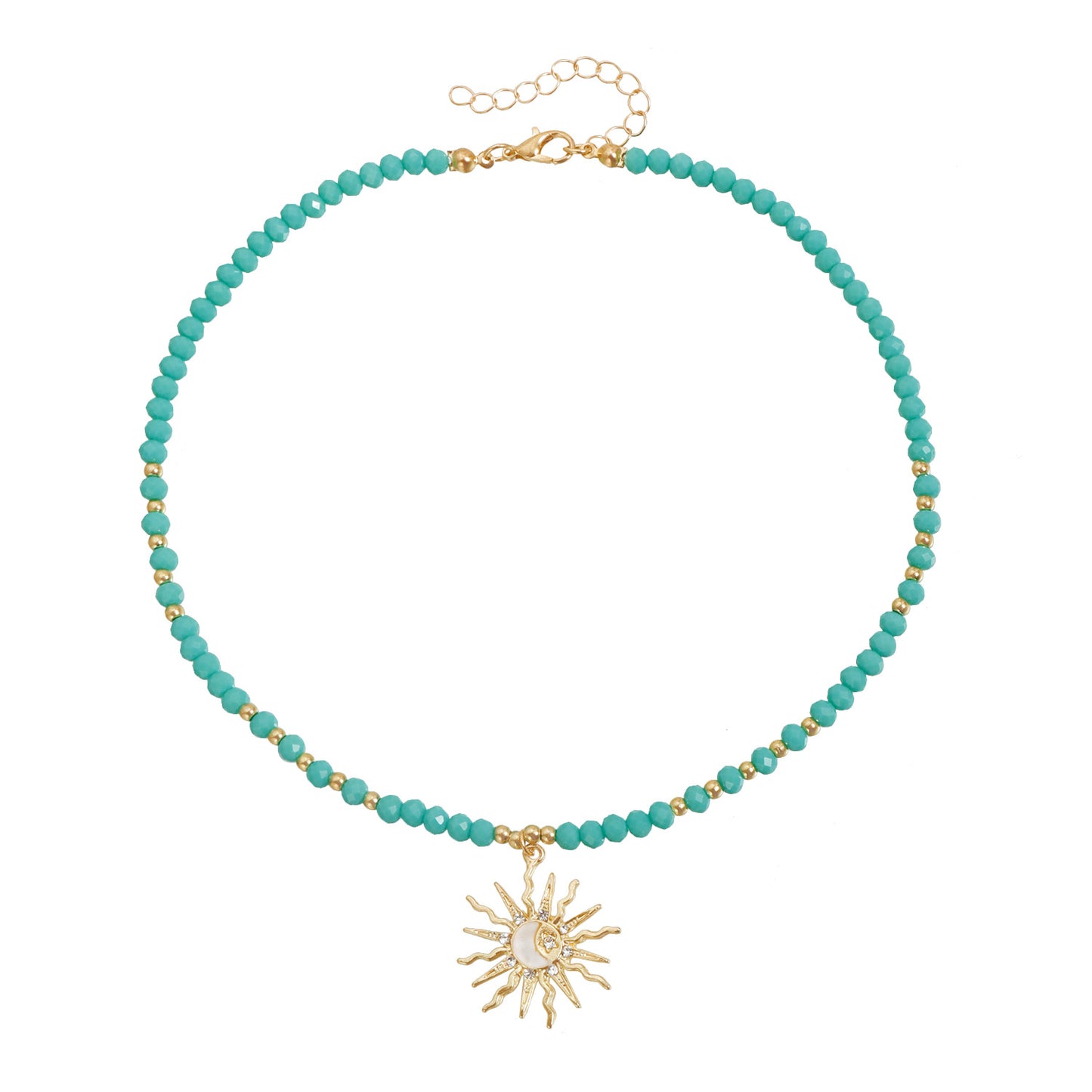 Fashion Geometric Multi-faceted Round Star Moon Alloy Plated Necklace for Women