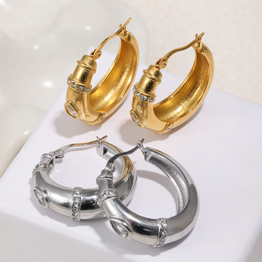 Orecchini da donna minimalisti vintage in acciaio inossidabile placcato oro 18 carati a goccia geometrici con strass