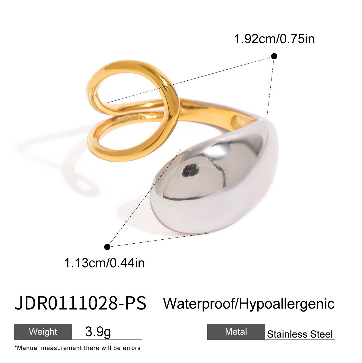 Teardrop Geometric Plated Stainless Steel Ring for Women