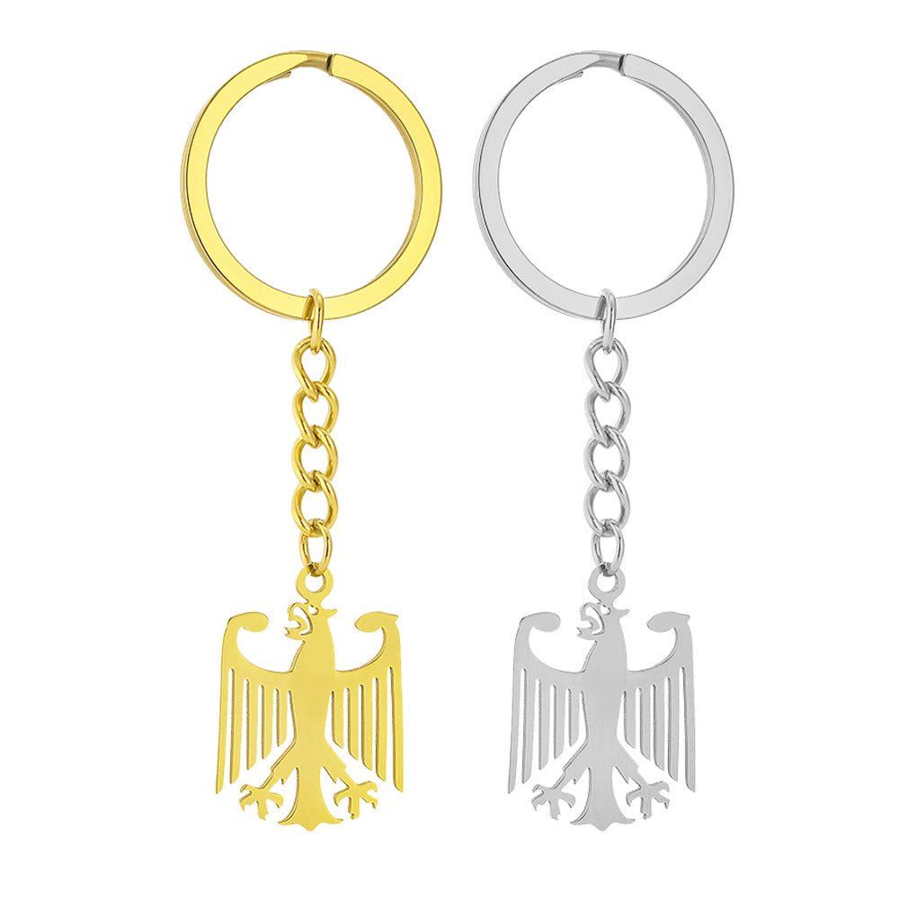 Llavero unisex de acero inoxidable con diseño de águila vintage y motivo nacional alemán