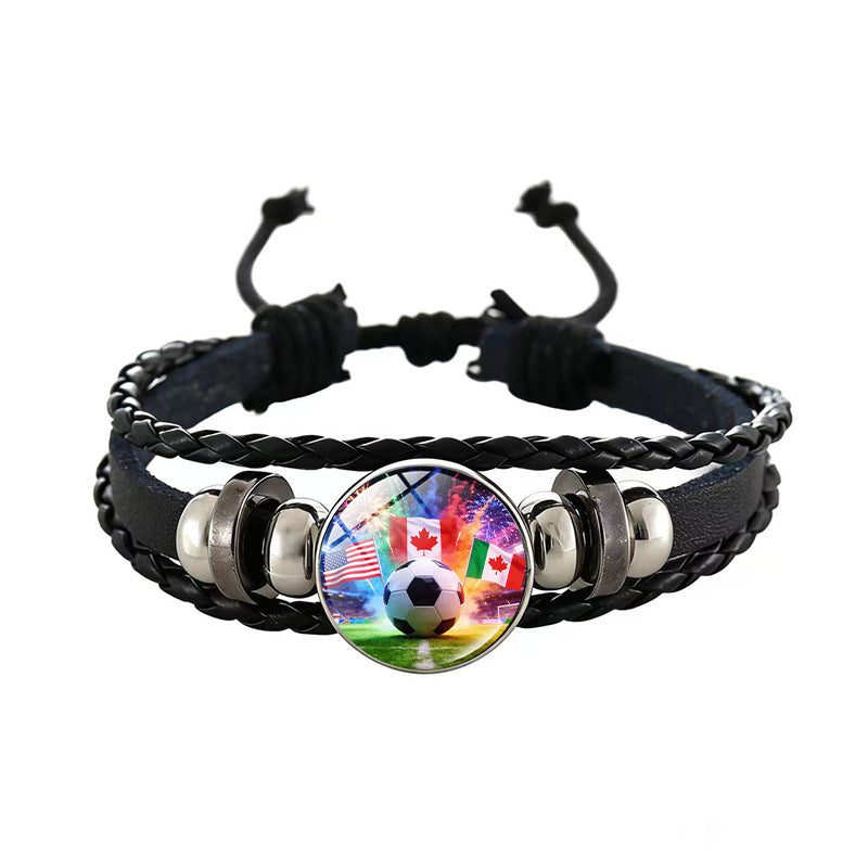 Sporty Geometric Braided Leather Bracelet Unisex Adjustable Hand Rope