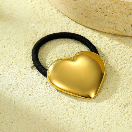 Fermacoda Minimalista Francese a Cuore Lucido Placcato Oro 18K in Acciaio Inossidabile ad Alta Elasticità