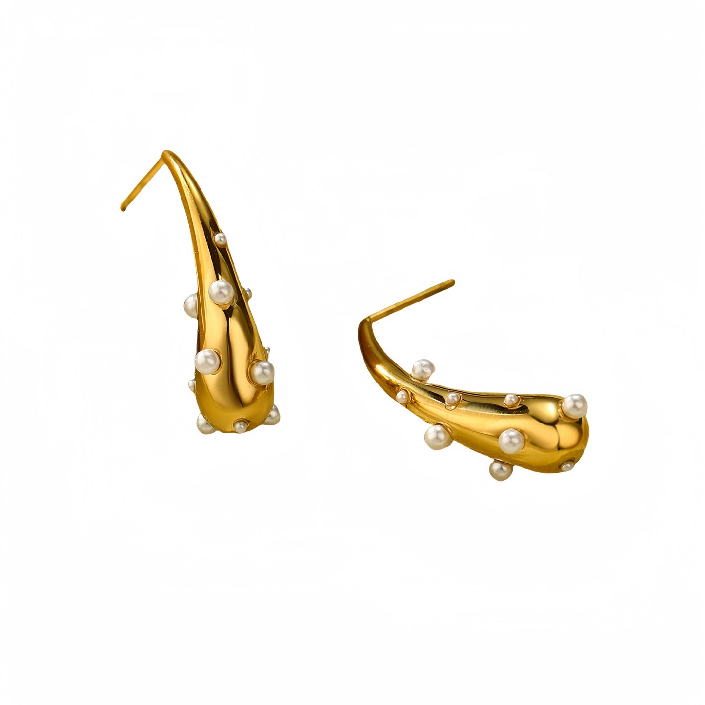 Pendientes de Acero de Titanio con Forma de Lágrima de Estilo Vintage con Acabado Chapado para Mujer — Joyería Delicada Hipoalergénica de Acero Inoxidable para Uso Diario