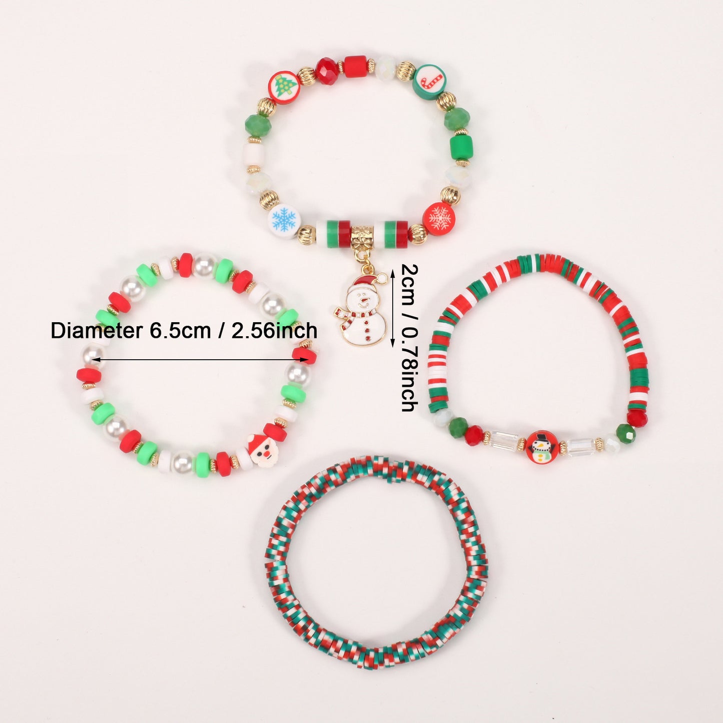 Unisex Natural Stone Beaded Bracelet with Snowman Christmas Tree Santa Reindeer Charms Floral Pattern Holiday Gift