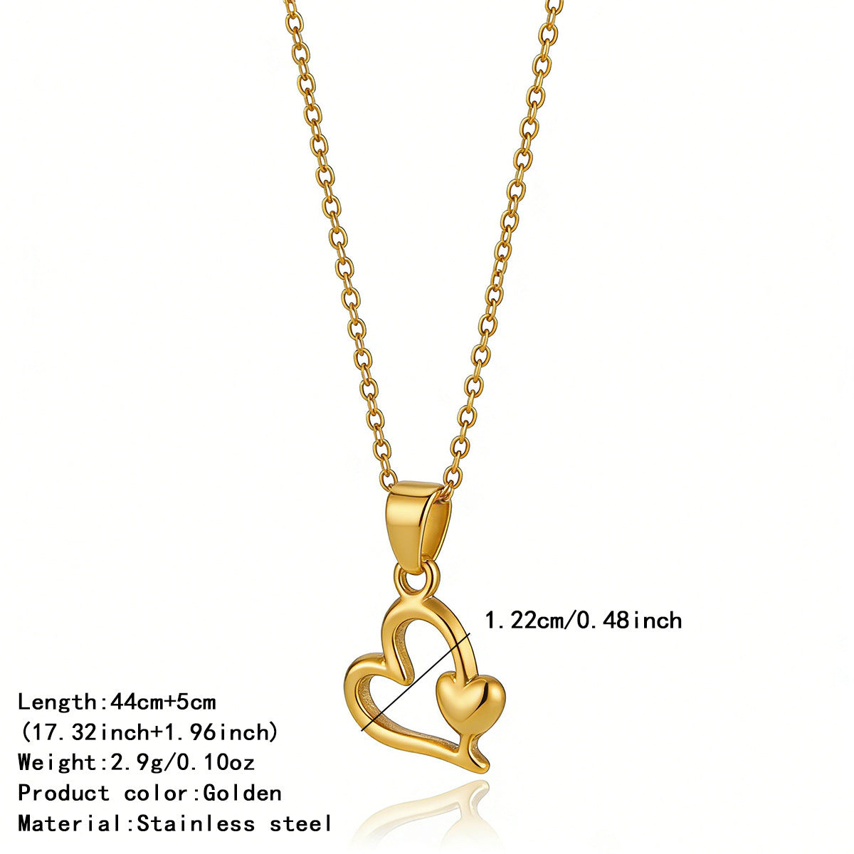 Luxury Business Heart Plated Stainless Steel Necklace for Women