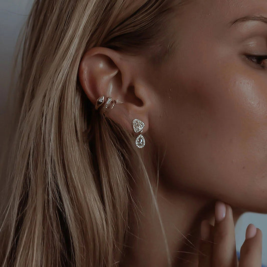 Geometric Plated Stainless Steel Snake Ear Cuff for Women