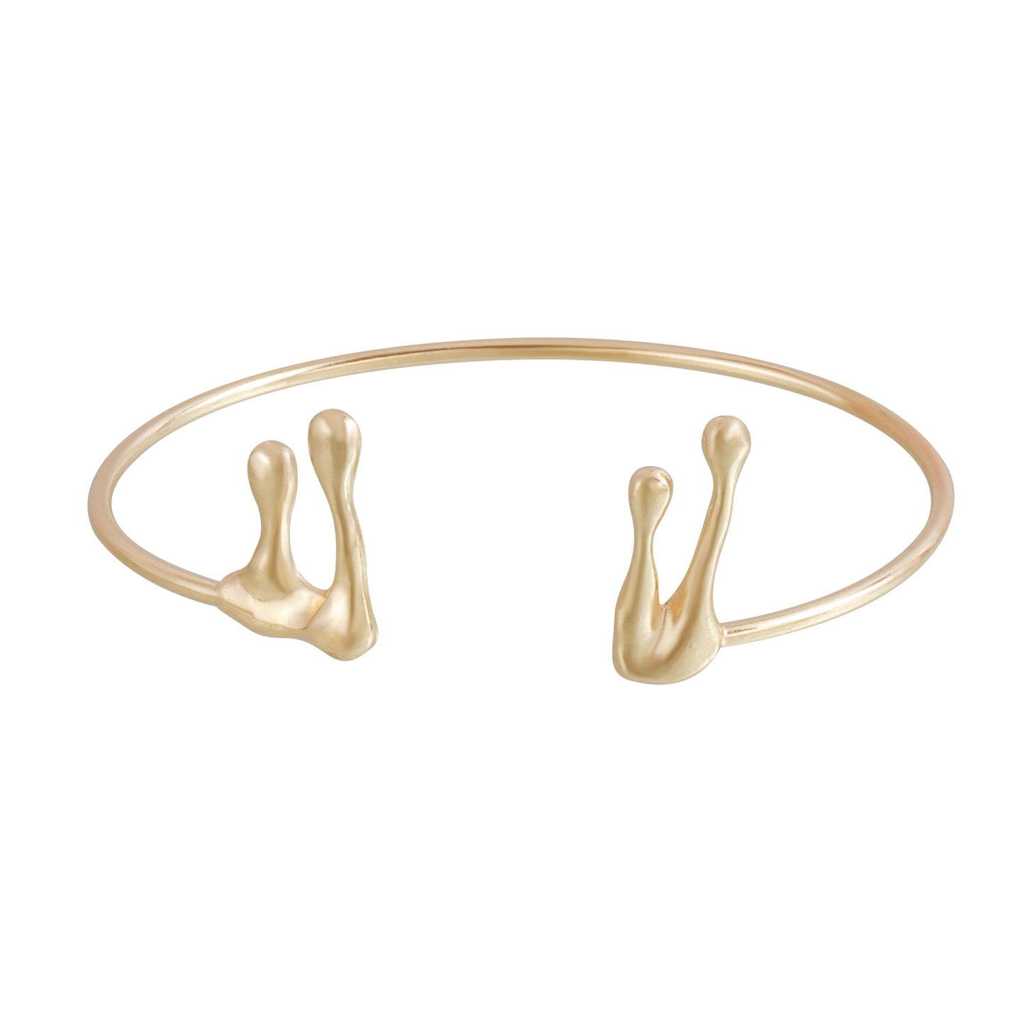 Brazalete Abierto Minimalista Geométrico Estilo Lava para Mujer con Acabado Metálico y Superficie Galvanizada