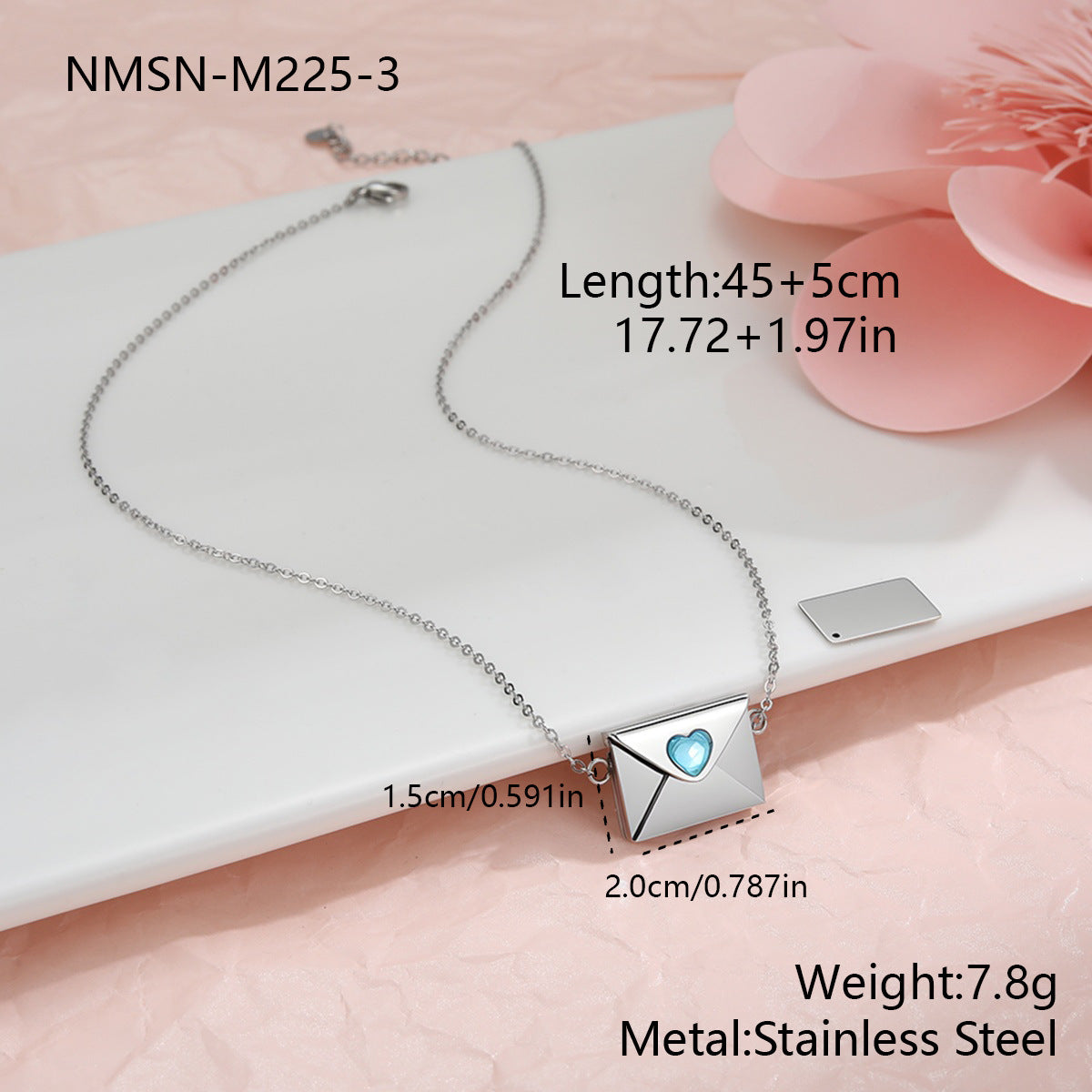 Elegante collana da donna in acciaio inossidabile placcato oro 18 carati con ciondolo a forma di busta a cuore fai da te