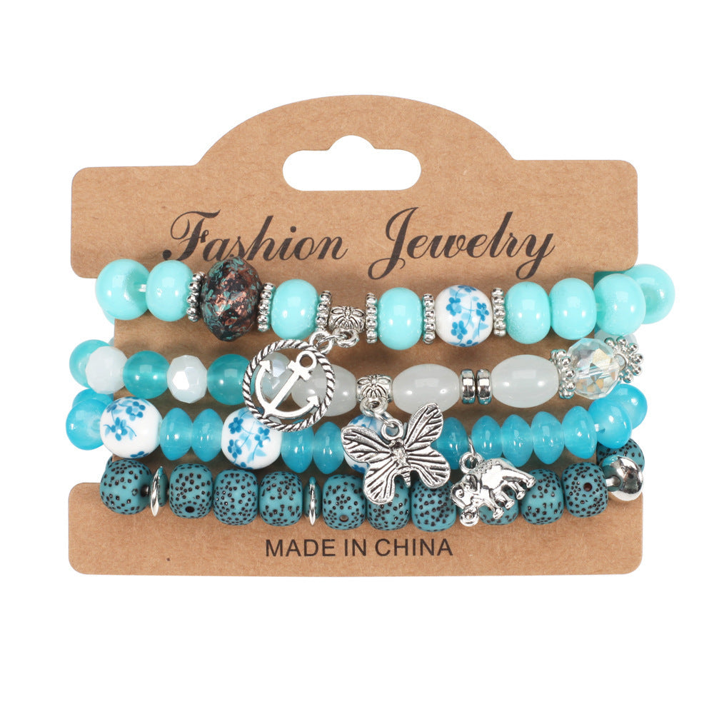 Bohemian Butterfly Floral Natural Stone Bracelet Unisex