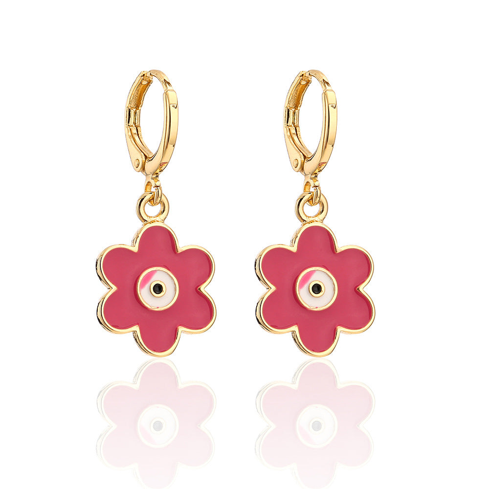 Orecchini Minimalisti Irregolari a Fiore Smaltato da Donna in Rame Placcato Oro 18K