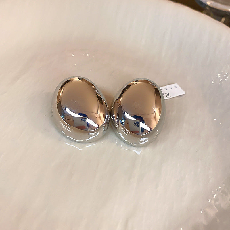 Orecchini da Donna a Cerchio Geometrico in Metallo e a Perno a Cuore, Stile Vintage con Finitura Placcata