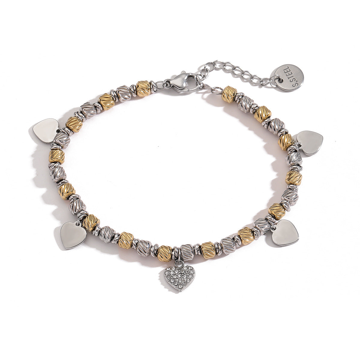 Punk Style Geometric Stainless Steel Bracelet with 18K Gold Plating for Women