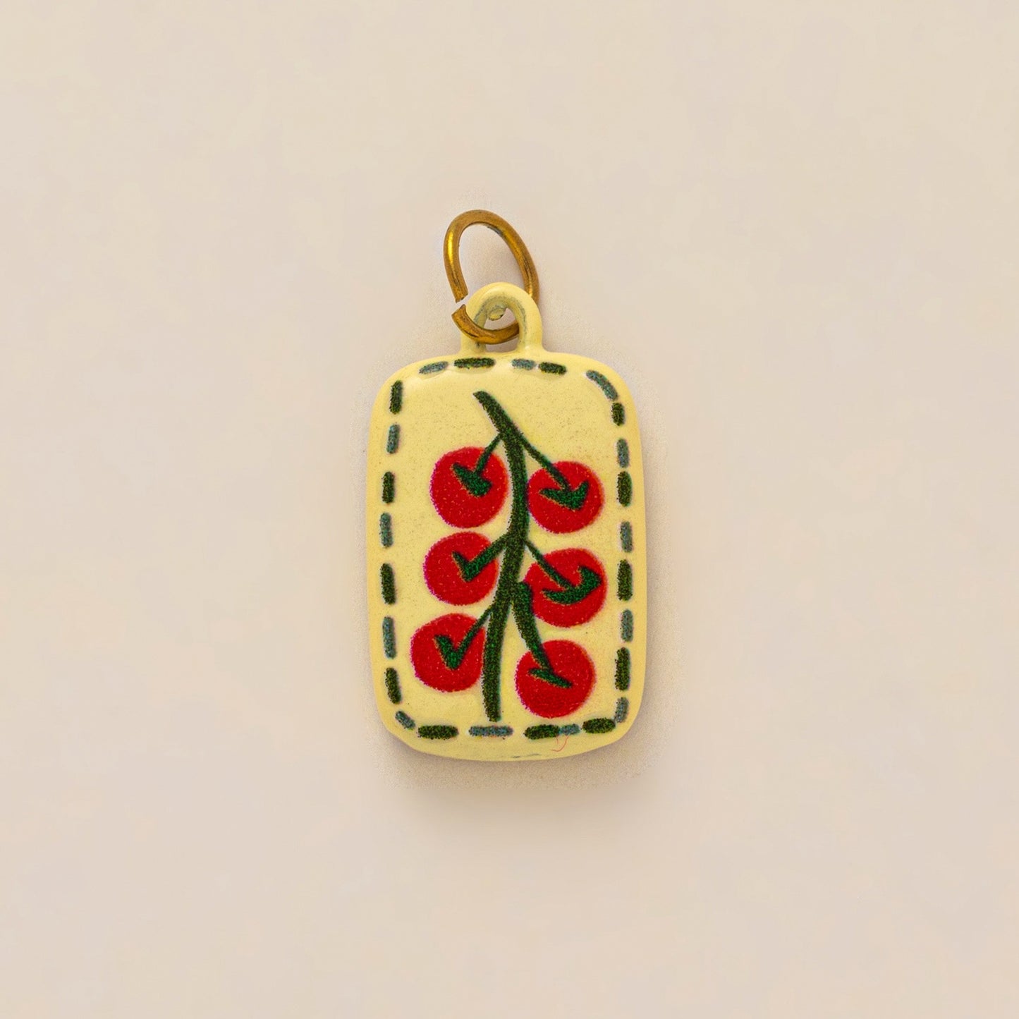 Vintage Asymmetrical Fruit Pattern 18K PVD Gold Plated Stainless Steel Shoe Charm Bar