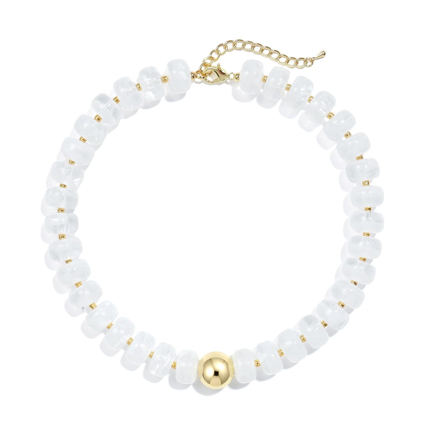 Casual Geometric Round Resin Acrylic Beaded Necklace for Women