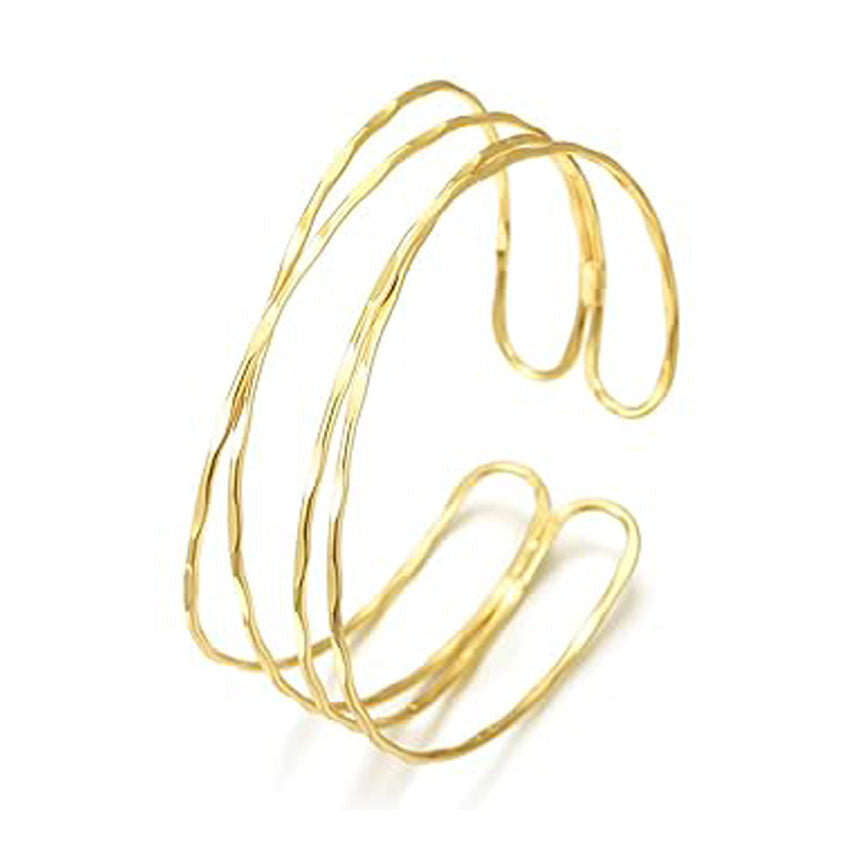 Minimalist Elegant Geometric Plated Iron Adjustable Open Arm Cuff Bracelet