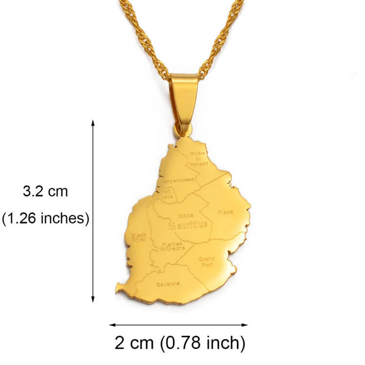 Minimalist Map City Pendant Necklace for Unisex in Stainless Steel with Titanium Steel Charm and Electroplated Finish